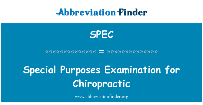 SPEC: Special Purposes Examination for Chiropractic