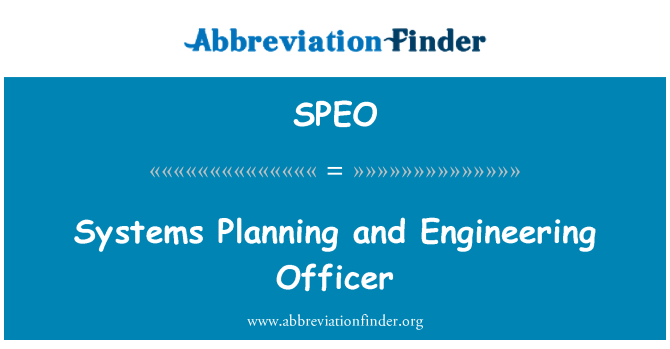 SPEO: Systems Planning and Engineering Officer