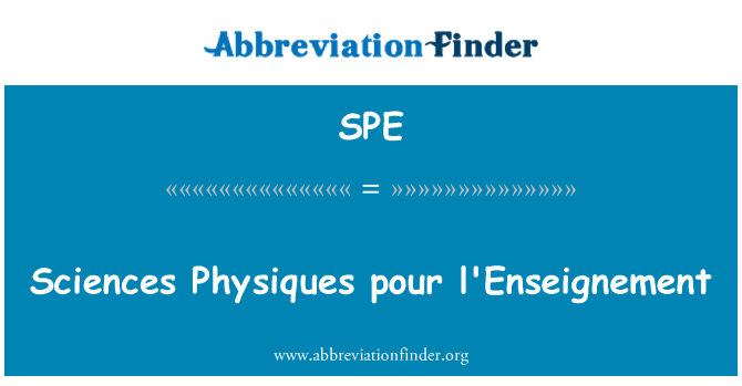 SPE: Науки физика излива l'Enseignement