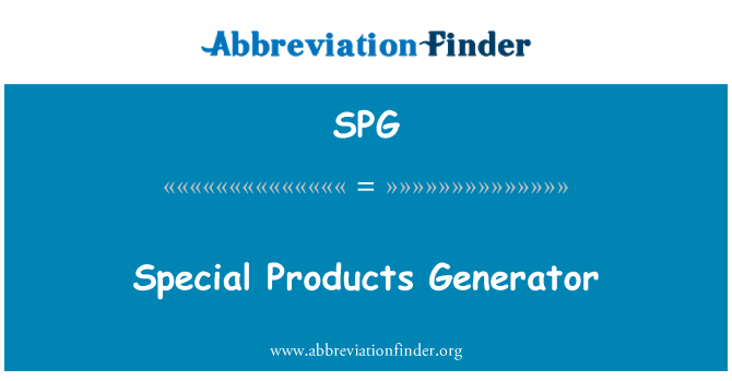 SPG: Generador de productos especiales