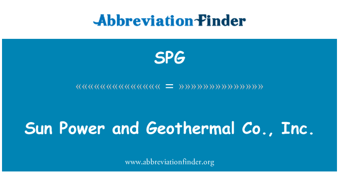 SPG: Sun Power e la geotermia Co., Inc.