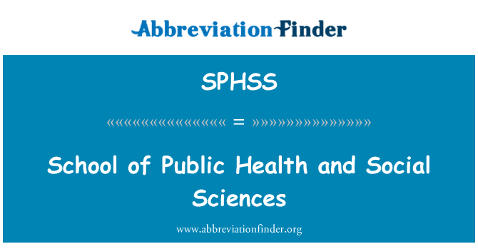 SPHSS: 公共衛生學院和社會科學