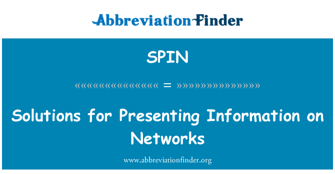 SPIN: Ratkaisuja tiedot verkoissa