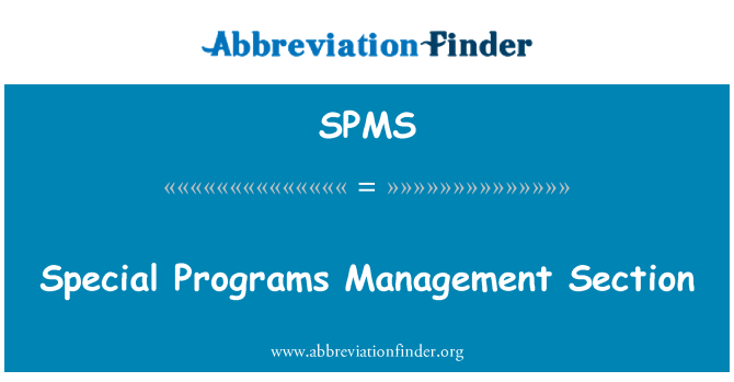 SPMS: Sekce Management speciální programy