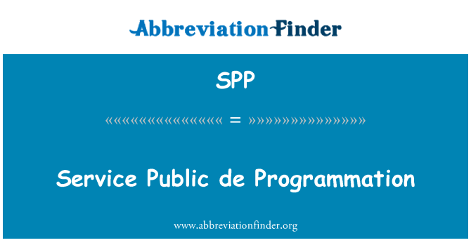 SPP: Service Public de Programmation