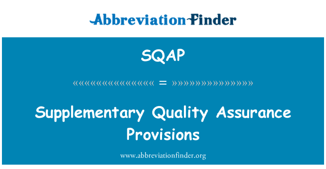 SQAP: Ergänzende Quality Assurance Bestimmungen