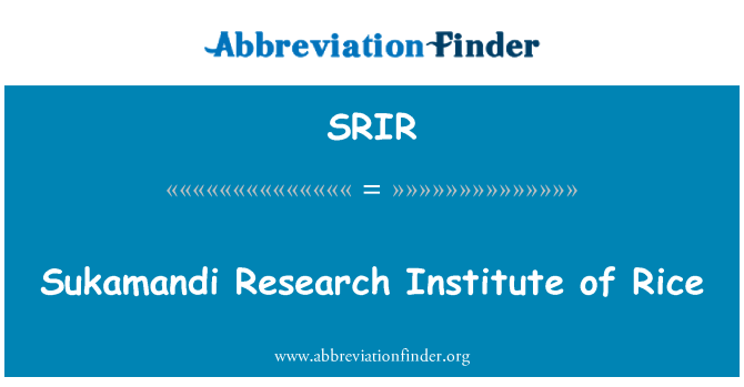 SRIR: Sukamandi forskningsinstitut, ris