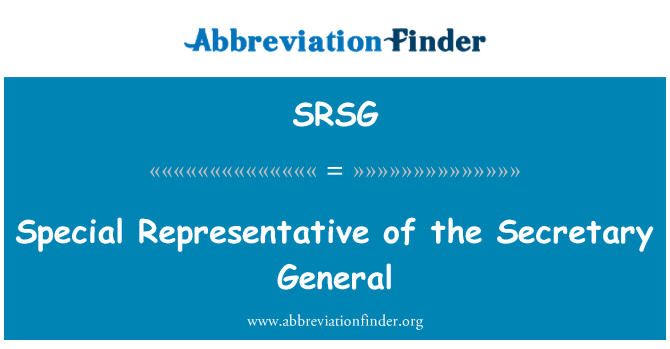 SRSG: Rappresentante speciale del Segretario generale
