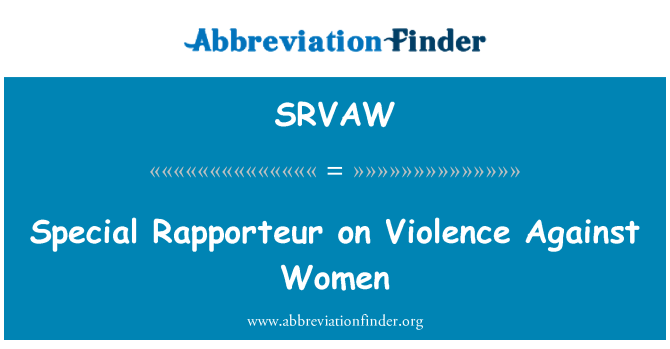 SRVAW: Special Rapporteur på vold mot kvinner
