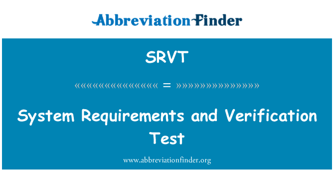 SRVT: Požadavky na systém a ověřovací Test