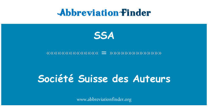 SSA: Société Suisse des Auteurs