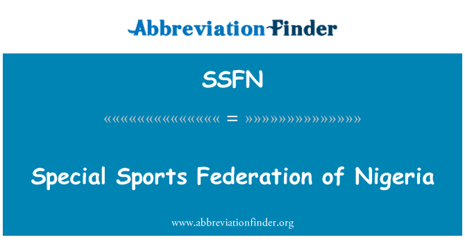 SSFN: Speciální sportovní federace z Nigérie