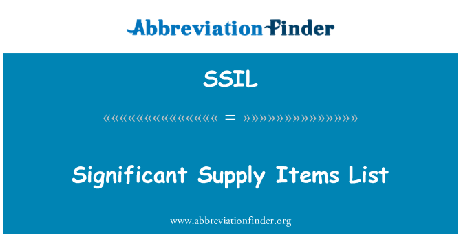SSIL: รายการจัดหาอย่างมีนัยสำคัญ