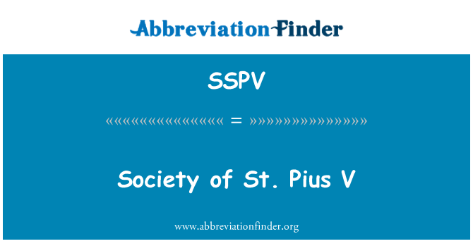SSPV: सेंट Pius वी का समाज