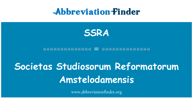 SSRA: Societas Studiosorum Reformatorum Amstelodamensis