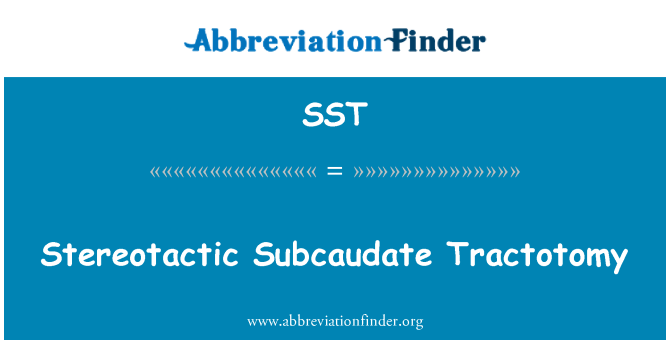 SST: Stereotactic Subcaudate Tractotomy
