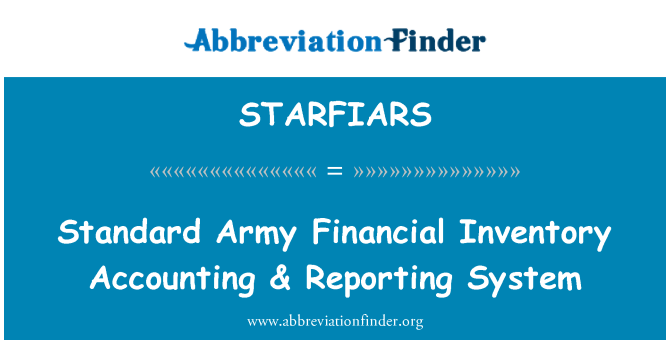 STARFIARS: Norm Armee finanzielle Lagerbuchhaltung & Reporting-System