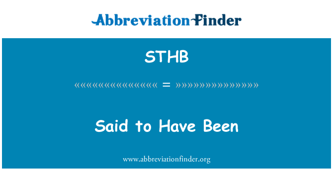 STHB: 據說,