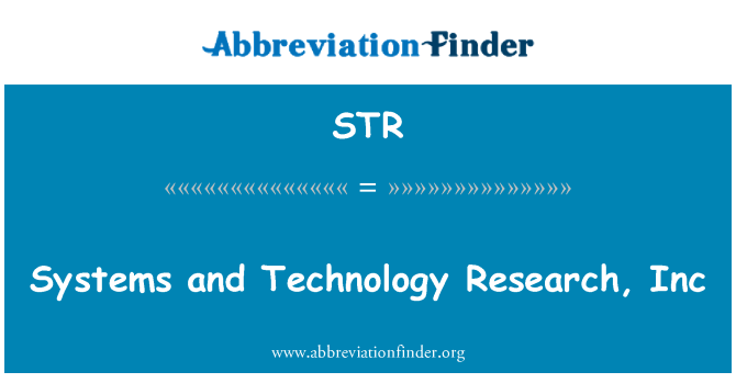 STR: प्रणालियों और प्रौद्योगिकी अनुसंधान, इंक