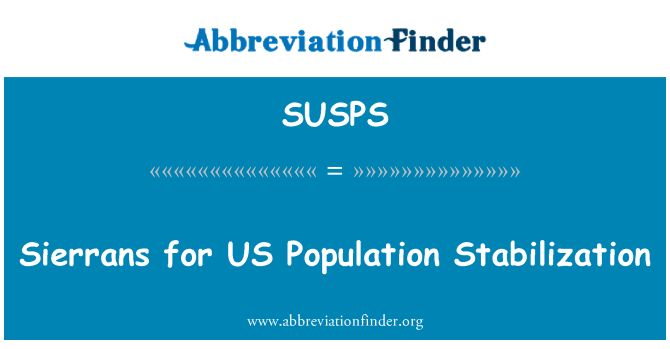 SUSPS: 米国の人口の安定化のため Sierrans