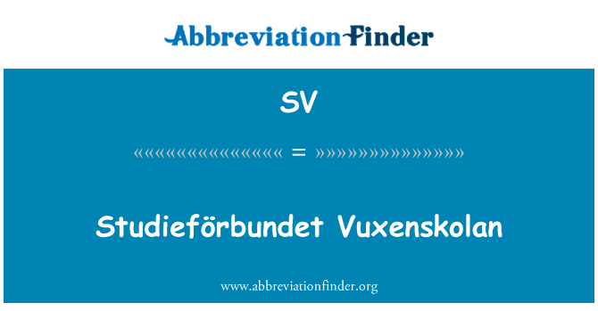 SV: Studieförbundet Vuxenskolan