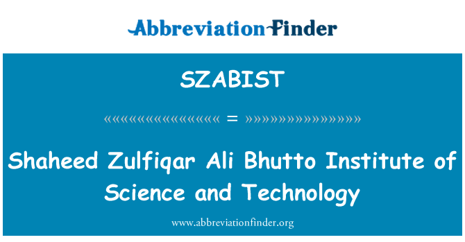 SZABIST: Shaheed Zulfiqar Ali Bhutto Athrofa Gwyddoniaeth a thechnoleg
