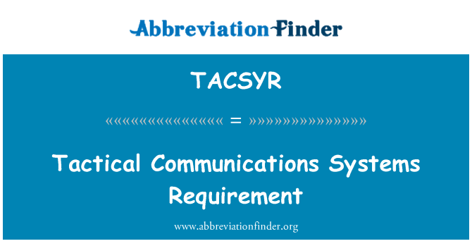 TACSYR: הדרישה מערכות תקשורת טקטית