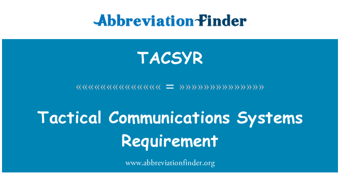 TACSYR: Ħtieġa ta ' sistemi ta ' komunikazzjoni tattiċi