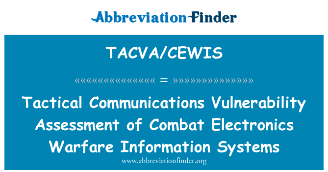 TACVA/CEWIS: Valutazione della vulnerabilità comunicazioni tattiche di combattimento elettronica Warfare sistemi informativi