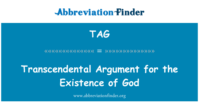 TAG: Transtsendentaalne Argument Jumala olemasolu