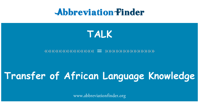 TALK: Afrikkalainen kieli tietämyksen siirtoon