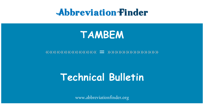 TAMBEM: Tehnični bilten