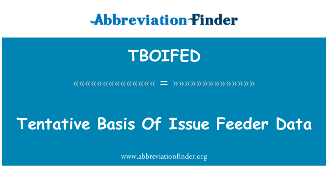 TBOIFED: 문제 급지대 데이터의 임시 기초