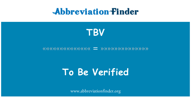 TBV: Per la verifica