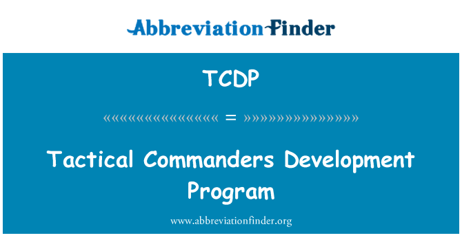 TCDP: Tactical Commanders Development Program