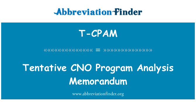 T-CPAM: Foreløpig CNO programmet analyse Memorandum