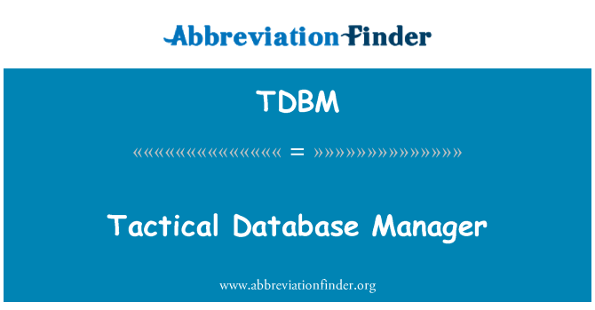 TDBM: 戰術資料庫管理器