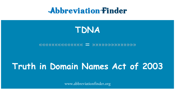 TDNA: 2003 のドメイン名法の真実