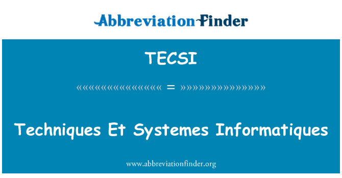 TECSI: Teknik Et Systemes Informatiques