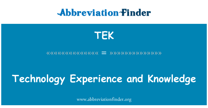 TEK: Technology Experience and Knowledge