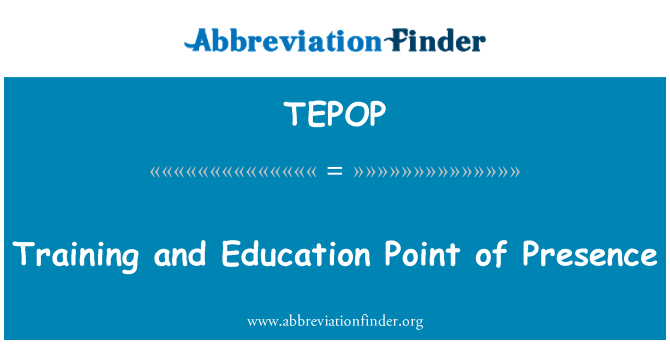 TEPOP: Usposabljanje in izobraževanje točke prisotnosti