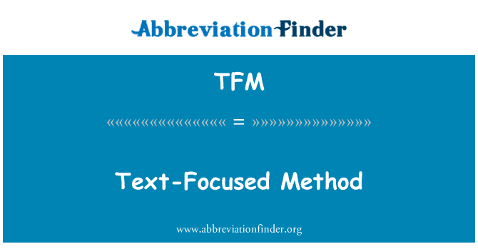 TFM: Metody zaměřené na text