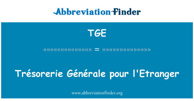 TGE: Trésorerie Generale pour l'Etranger