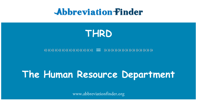 THRD: Il dipartimento risorse umane