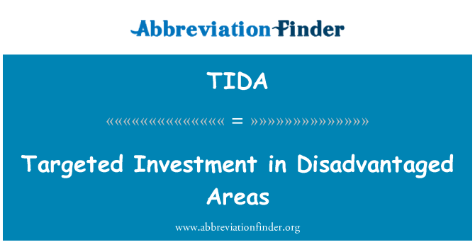TIDA: Anseye envèstisman nan zòn Défavorisés