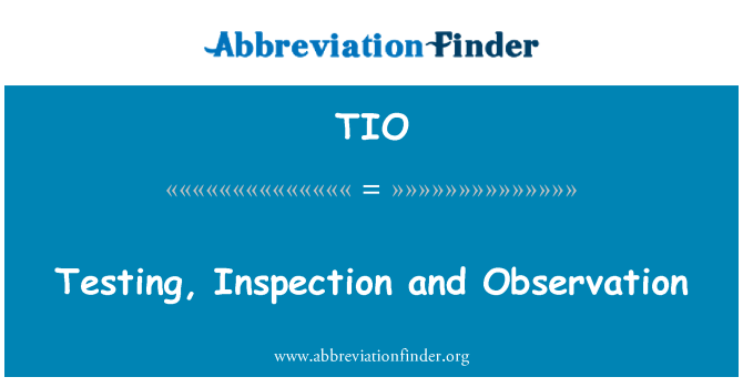 TIO: . בדיקה, בדיקה והתבוננות