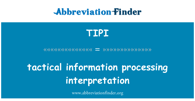 TIPI: taktiskās informācijas apstrādes interpretācija