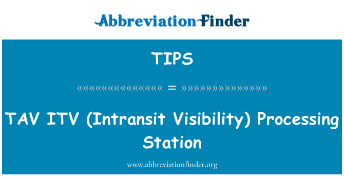 TIPS: TAV ITV (Intransit Visibility) Bearbeitungsstation