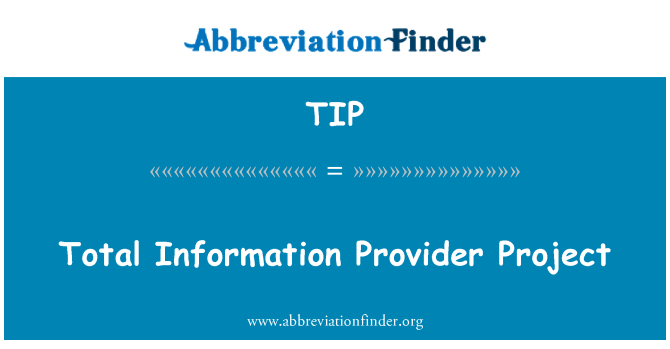 TIP: Total de enfòmasyon founisè pwojè