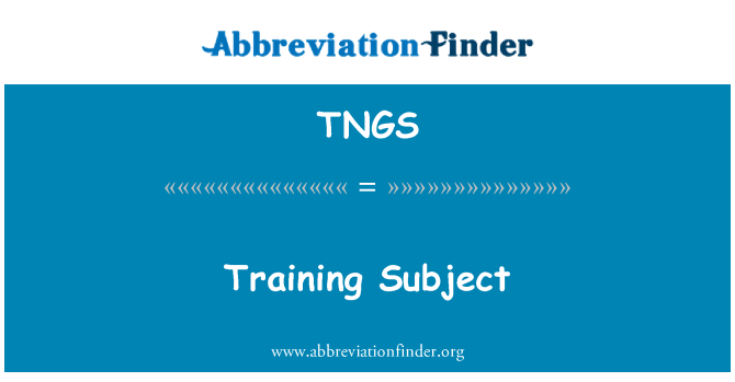 TNGS: Sujet de la formation